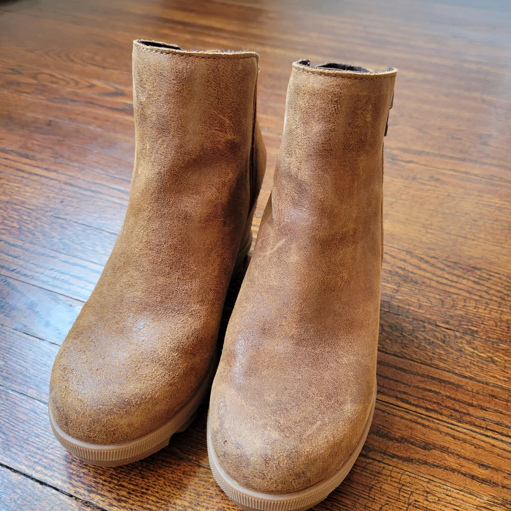 Sorel Womens Joan of Arctic II Wedge Zip Boots Waterproof Leather Tan Size 5 - Picture 9 of 13